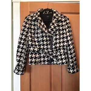 Houndstooth print moto jacket